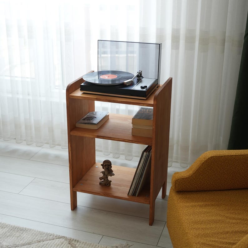 MCM Turntable Stand, Vinyl Record Console, Mid Century Record storage, Record Player Table, record player unit