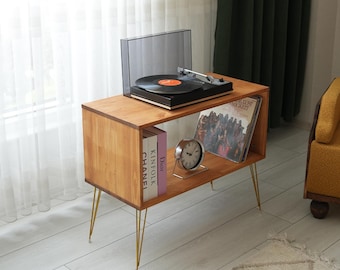 Table for Record Player Stand, Mcm Vinyl Cabinet, Mid Century Modern Vinyl Storage
