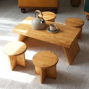 Japanese Low Table, Kotatsu Table, Japandi Dining Table with Stool, Tatami Small Coffee Table, Japanese style coffee table