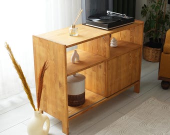 Platenspelertafel, draaitafelkast, draaitafel uit het midden van de eeuw,