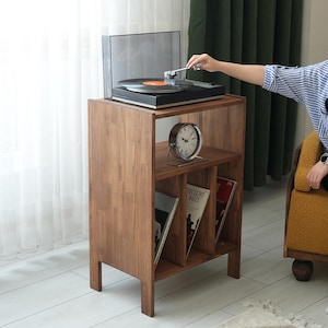 Schallplattenschrank, Plattenschrank, Plattenspieler, Plattenspieler, Plattenspieler, MCM Möbel, LP Ständer, Walnuss Farbe