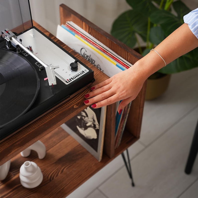 Turntable Station With Storage, Large Record Player Stand, Large Record Player Cabinet, plattenspieler mobel