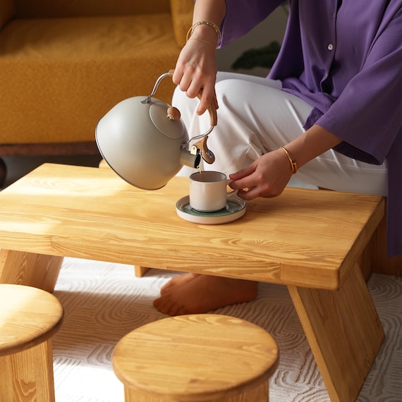 Japanese Low Table, Kotatsu Table, Japandi Dining Table With Stool, Tatami Small Coffee Table, Japanese Style Coffee Table - Etsy Japanese Low Table, Kotatsu Table, Japandi Dining Table With Stool, Tatami Small Coffee Table, Japanese Style Coffee Table - Etsy
