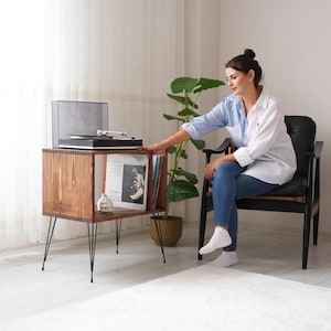 Turntable Station With Storage, Large Record Player Stand, Large Record Player Cabinet, plattenspieler mobel