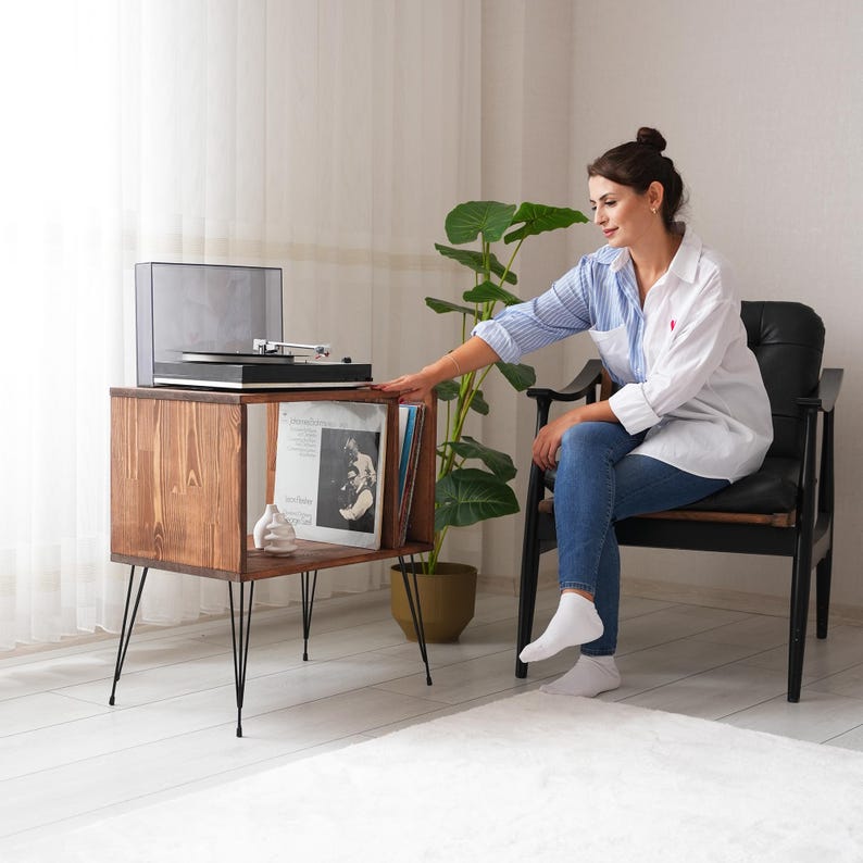 Turntable Station With Storage, Large Record Player Stand, Large Record Player Cabinet, plattenspieler mobel