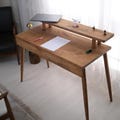 Solid Pine Wood Desk, Modern Minimalist Monitor Stand, Sustainable Home Office Furniture
