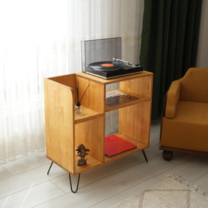 Large Record Player Stand, Vinyl Record Storage, Customizable Vinyl Holder