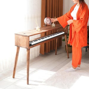 Rustic Digital Piano Stand, Piano Keyboard Stand, Mid Century Modern Piano Table, Kids Piano Stand