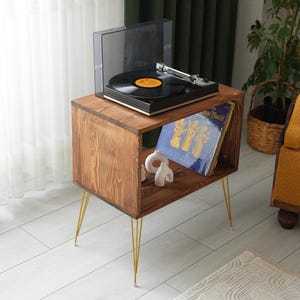 Table for Record Player Stand, Mcm Vinyl Cabinet, Mid Century Modern Vinyl Storage