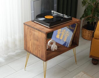 Table for Record Player Stand, Mcm Vinyl Cabinet, Mid Century Modern Vinyl Storage