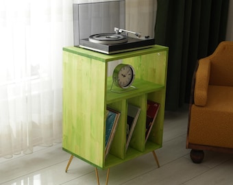 Rustieke platenspelerstandaard, vinylconsole, platenspelertafel, vinylopbergkast, mediaconsole, stereoconsole