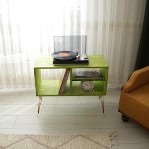 Vinyl record player table, Vinyl Storage Unit, Mcm Turntable table with Storage, Mid Century record cabinet, vinyl record display