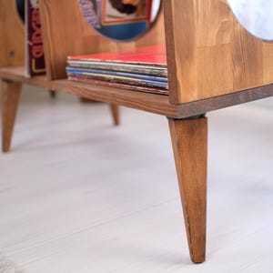Record Player Table with storage, Vinyl Record Storage, Mid Century Media Cabinet