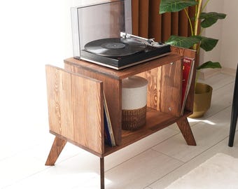 Large Record Player Stand, Turntable Station With Storage, Large Record Player Cabinet, Plattenspieler mobel