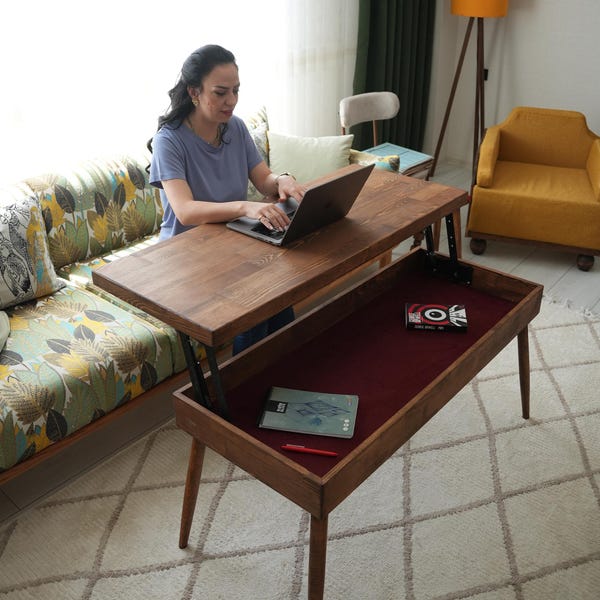 Lift Top Couchtisch mit Lagerung, Holz Couchtisch, kleiner Couchtisch für Wohnzimmer, moderner, intelligenter Tisch