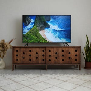 Mid Century Modern Tv Stand, Wood Media Console, Handmade Entertaiment Center, Solid Wood Sideboard, Wood Credenza