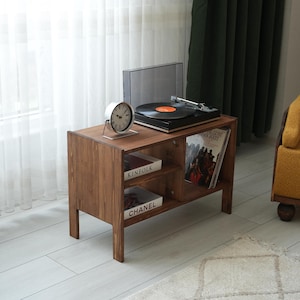 Plattenspielerschrank, Plattenspielerschrank mit Plattenaufbewahrung, Mueble Tocadiscos, Hifi Ständer, Mobile Giradischi, Mueble Vinilos