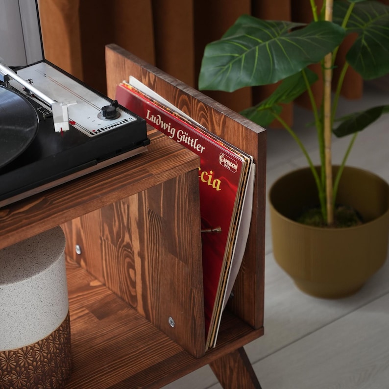 Large Record Player Stand, Turntable Station With Storage, Large Record Player Cabinet, Plattenspieler mobel