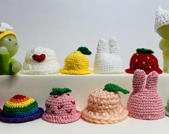 Crochet Smiski/Sonny Angel Hats, Tiny Doll Accessories