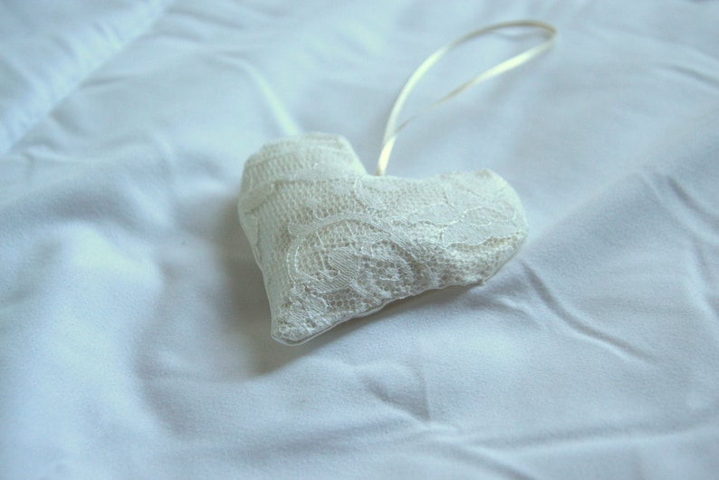 Heart Ornament Memory Ornament Made from YOUR Wedding Dress image 1
