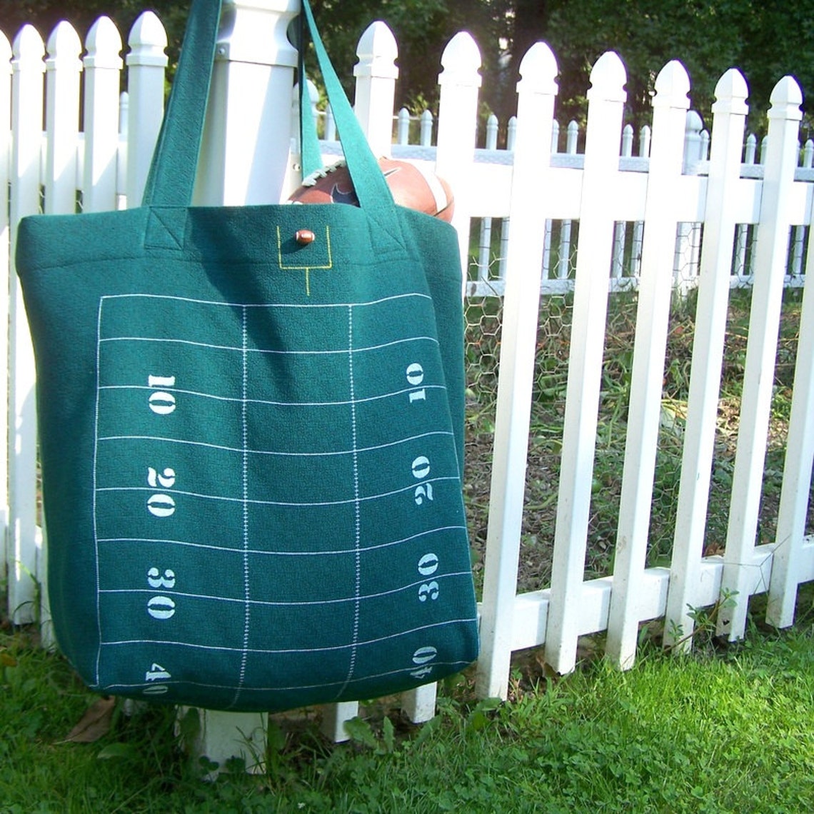 Football Tote Bag Oversized Tote Green Stadium Bag Etsy
