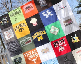 Custom T Shirt Memory Quilt  - 25 Block Design -  Memory Blanket - Girlfriend Blanket