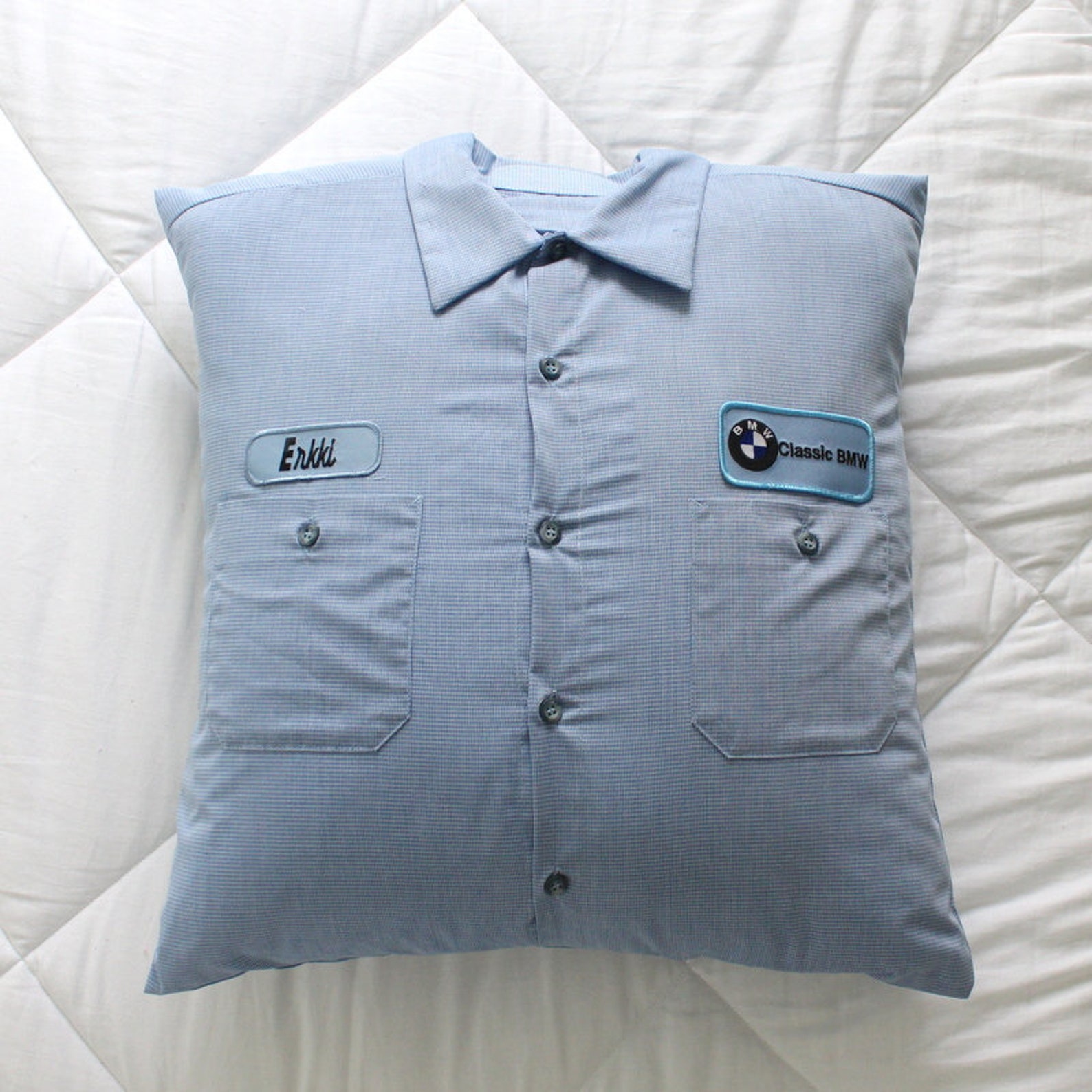 Memory Pillow With Collar Made From Upcycled Men's Shirt Etsy