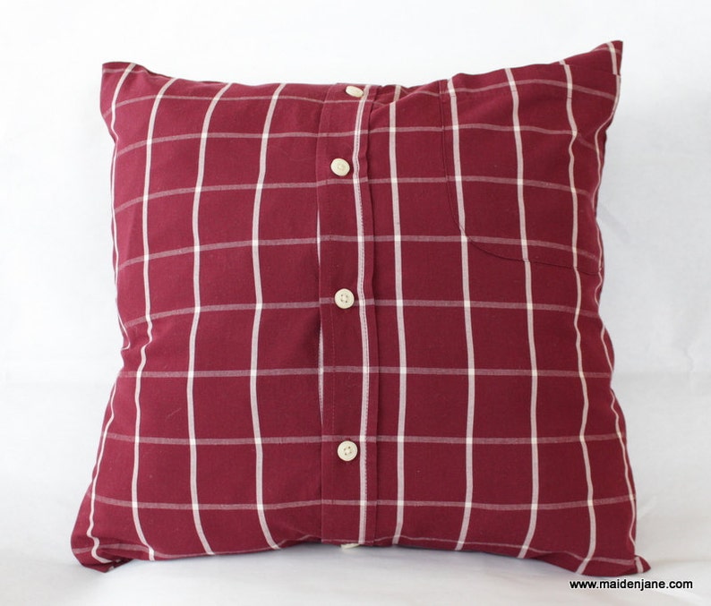 Custom Memory Pillow Made from Button Down Shirt Made to Order from YOUR Shirt image 1