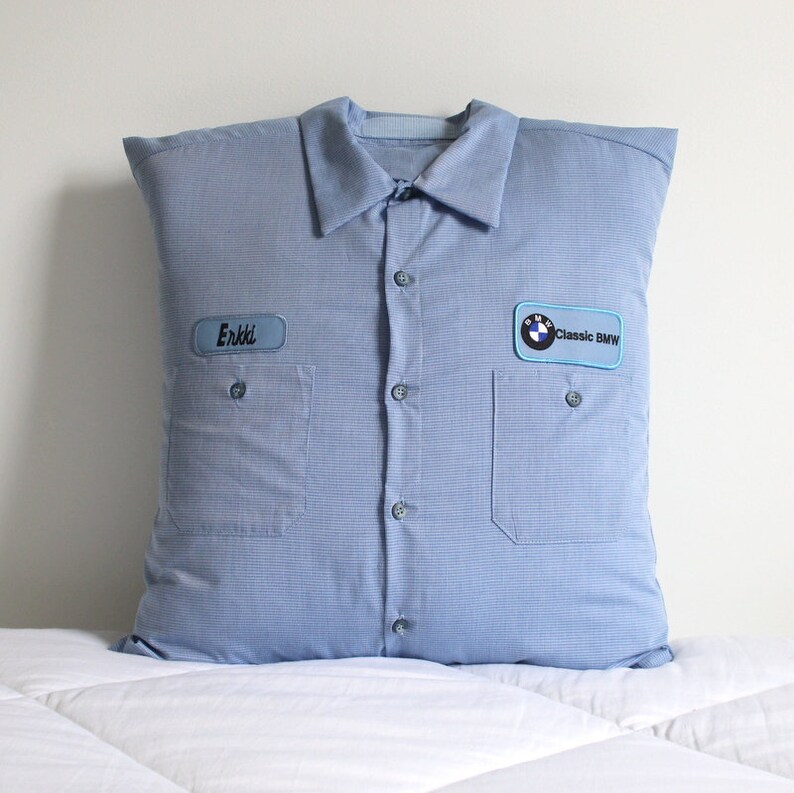 Memory Pillow With Collar Made From Upcycled Men's Shirt Etsy