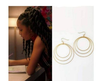 Brass Layered Circle Hoop Earrings, Yara Shahidi on "Grown-ish", Hoop Earrings, Layered Jewelry, As Seen on TV, "Black-ish", Boho Jewelry