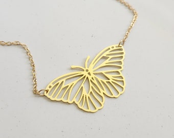 Brass Cutout Moth/Butterfly Necklace and Earrings, Nature Inspired Whimsical Insect Jewelry, Pollinator Garden, Meaningful Mother's Day Gift