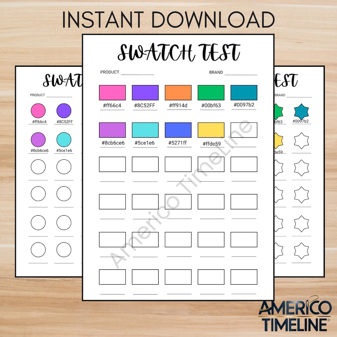 Color Swatch Test Swatch Test Printable PDF Page Planner Page Color Test Colour Test ...