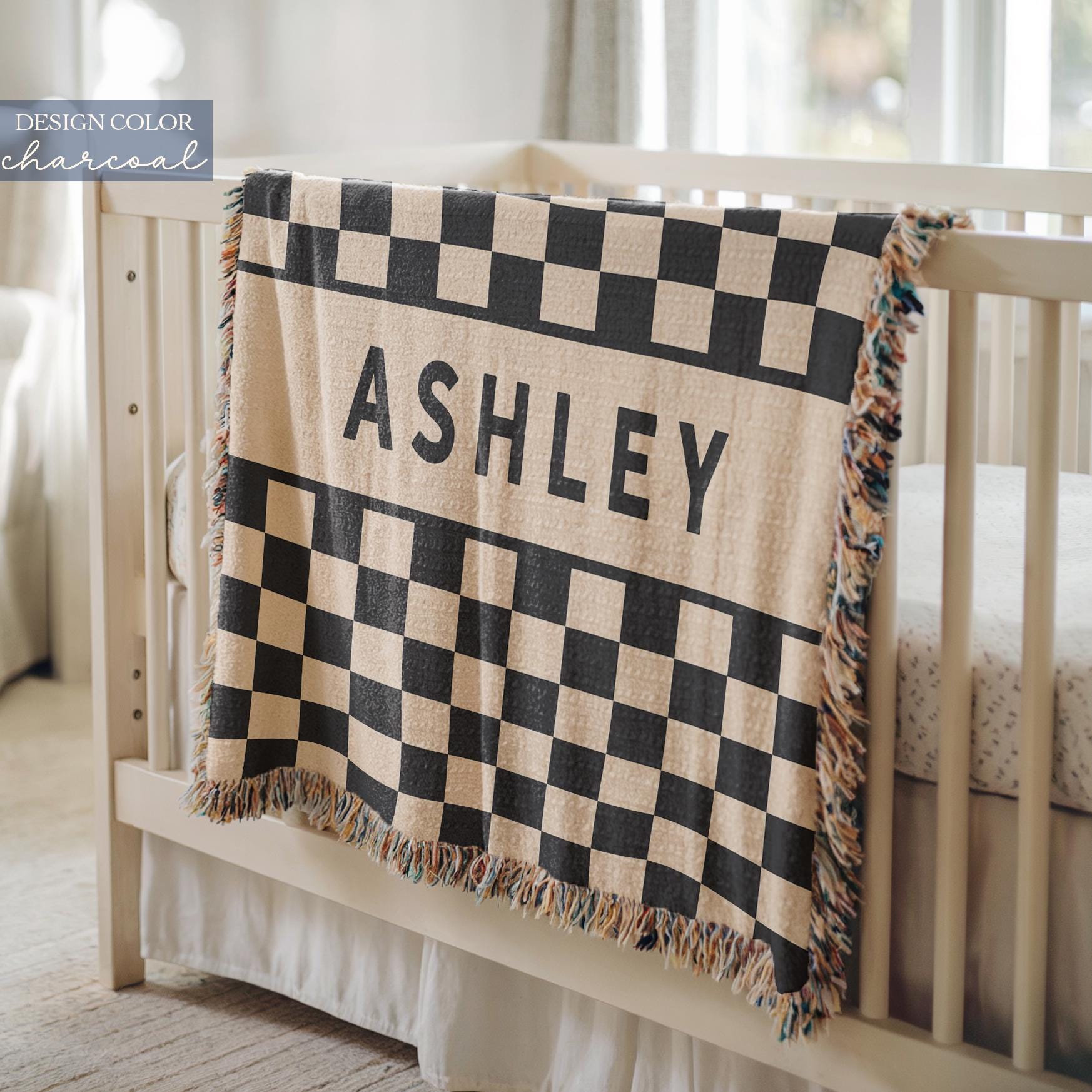 Personalized Baby Blanket for Nursery Decor Custom Baby Name Blanket Custom Kids Name Tapestry Baby Shower Gift Woven Throw Blanket