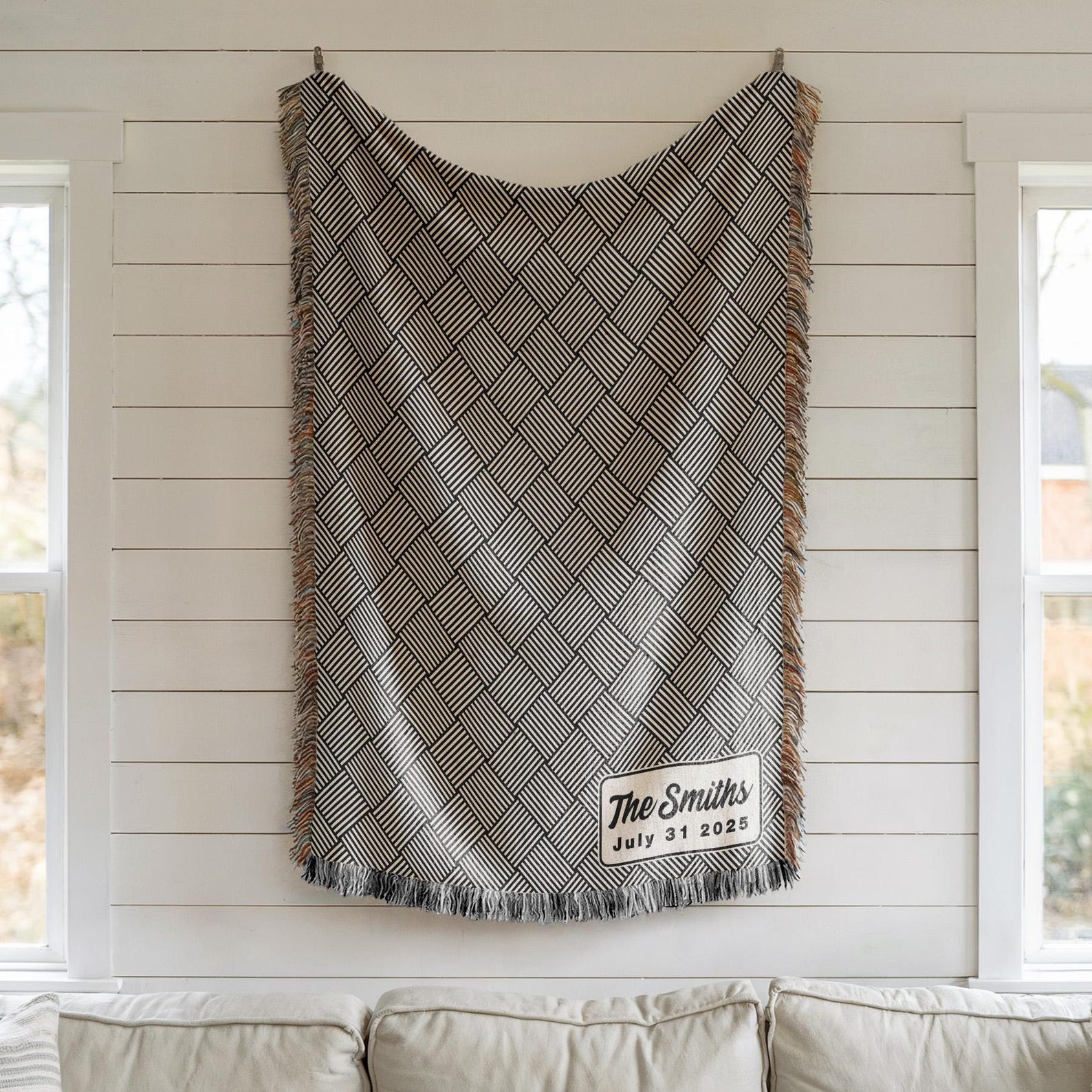 Personalized Throw Blanket, Woven Throw Blanket for Housewarming Gift, Custom Blanket with Name, Custom Throw Blanket