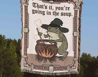 Frog Blanket Funny Goblincore Medieval Tapestry for Quirky Home Decor Woven Throw Blanket