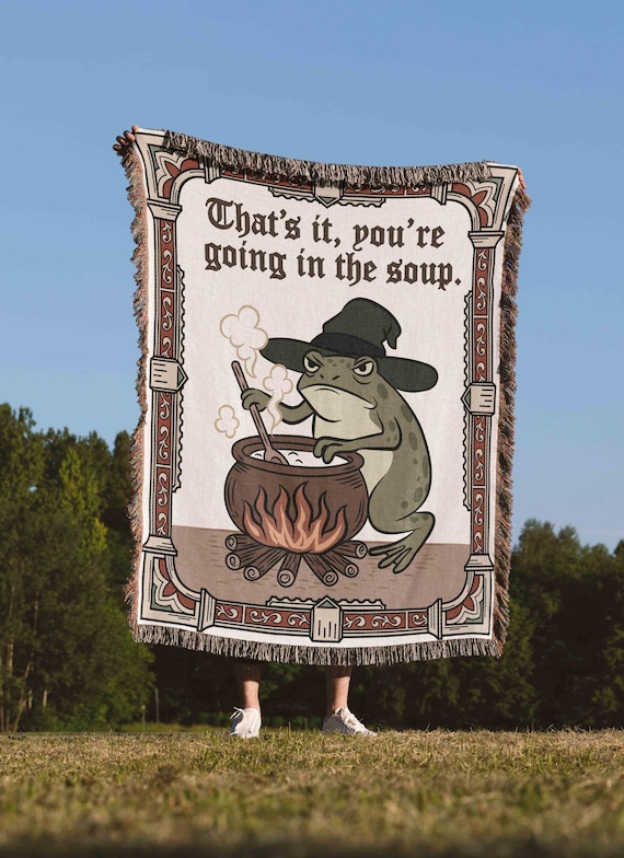 Frog Blanket Funny Goblincore Medieval Tapestry for Quirky Home Decor Woven Throw Blanket