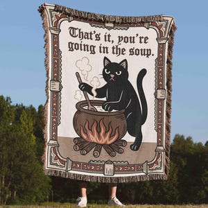 Medieval Tapestry Blanket for Quirky Home Decor Funny Cottagecore Woven Throw Blanket Cat Woven Tapestry Dark Academia