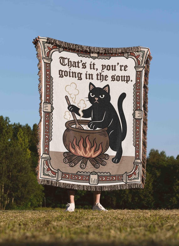 Medieval Tapestry Blanket for Quirky Home Decor Funny Cottagecore Woven Throw Blanket Cat Woven Tapestry Dark Academia