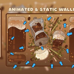 Tablet theme Coffee: animated iPad wallpaper, cozy icons pack  for iOS, Android. Cozy animated Tablet theme set coffee