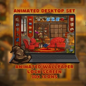 Conjunto de fondos de pantalla de escritorio con temática mágica: Fondos de pantalla animados + Pantallas de bloqueo + Paquete de iconos