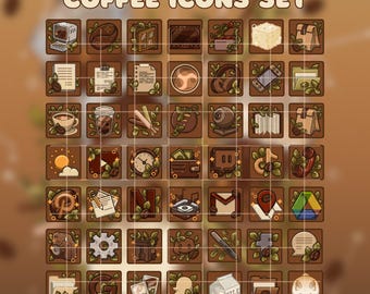Koffie bureaubladpictogrammenset Esthetisch bureaubladorganizerpictogram schattig mappictogram Windows Mac-pictogrammen Lofi Icon Pack Cosy Coffee telefoonpictogrammenpakket