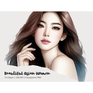 Beautiful Asian Women Clipart | High Resolution Digital Art | 300 DPI Transparent PNG for Crafts & Decor | Instant Download