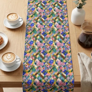 Floral Patchwork Muster Tischläufer | BaumwollePolyester