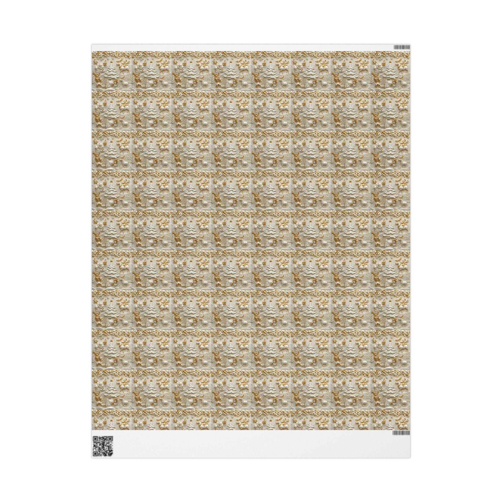 Wrapping Paper, Luxury Golden Christmas Design with 3D Characters, Holiday Gift Wrap, Festive Decor, Elegant Presents, Modern Twist