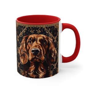 Irish Setter Accent Mug, Luxe Empire Style Coffee Cup, Dog Lover Gift, Cartoon Design