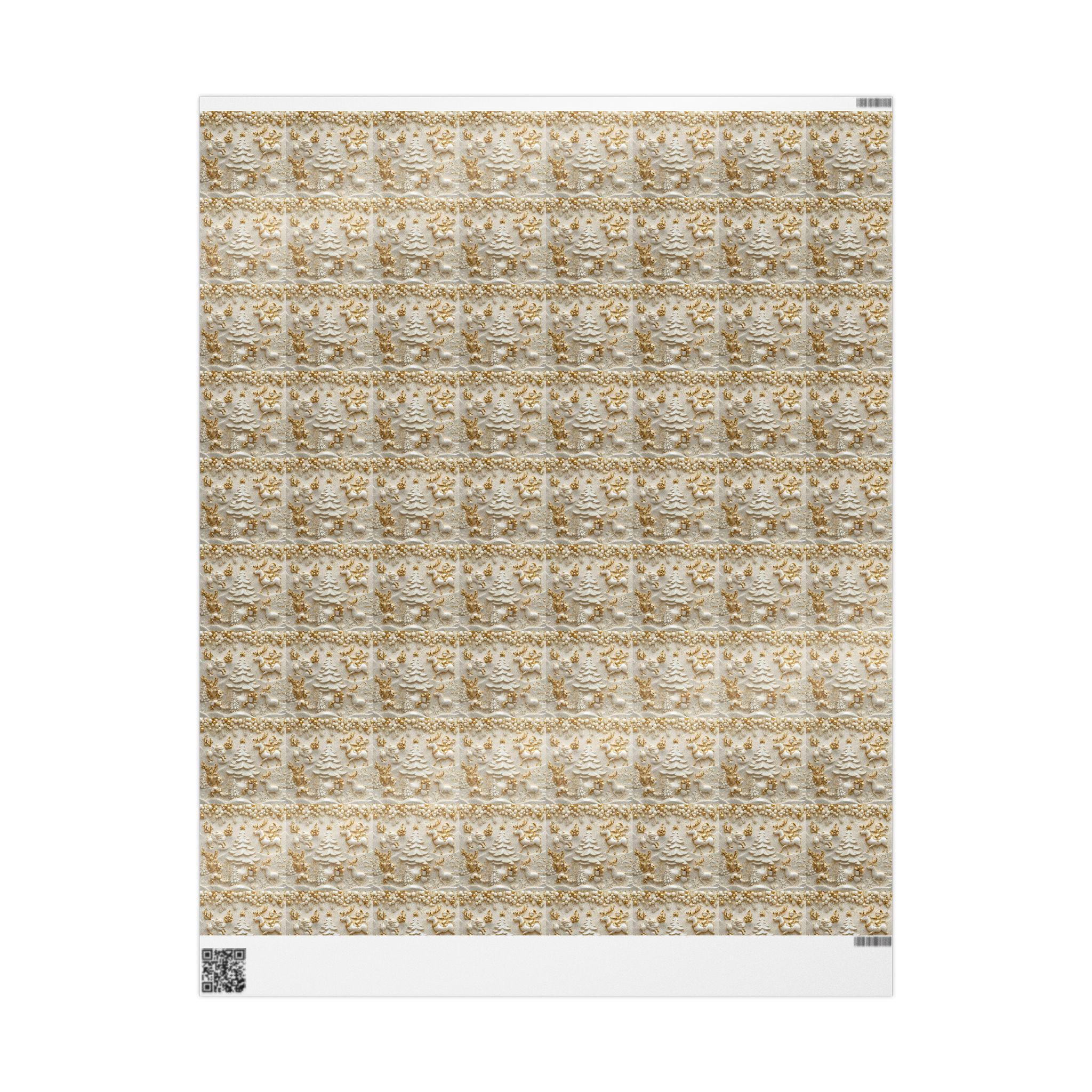 Wrapping Paper, Luxury Golden Christmas Design with 3D Characters, Holiday Gift Wrap, Festive Decor, Elegant Presents, Modern Twist