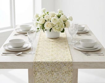 Gold Confetti Runner, Cotton or Polyester Table for Everyday Use
