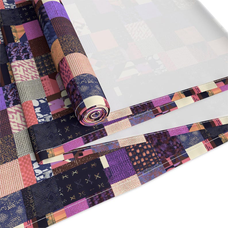 Patchwork Plaid Pattern Table Runner | Cotton Poly image 12