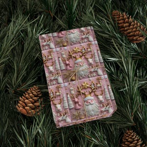 Pink and Gold Christmas Wrapping Paper Modern Festive Gift Wrap image 6
