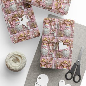 Pink and Gold Christmas Wrapping Paper Modern Festive Gift Wrap image 4